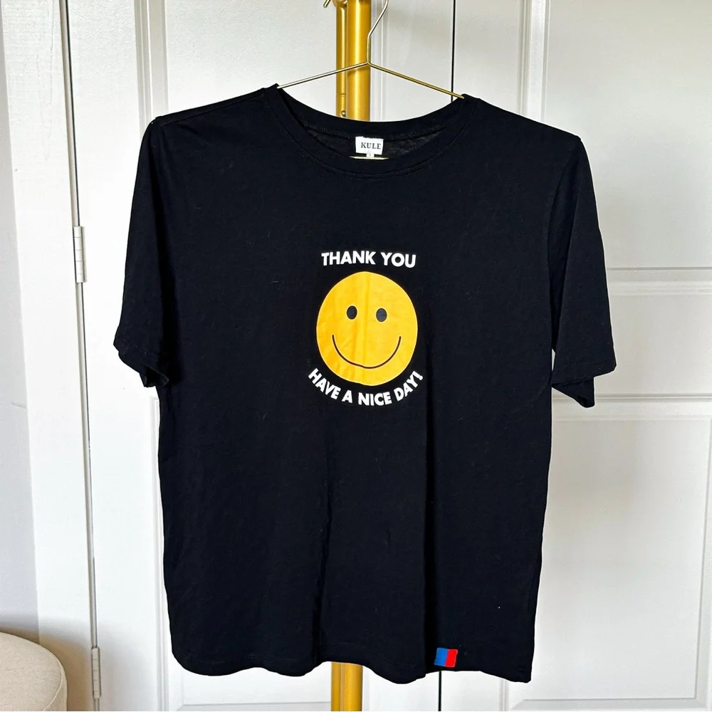 Anthropologie KULE Black Graphic T-Shirt Large - Picture 7 of 9